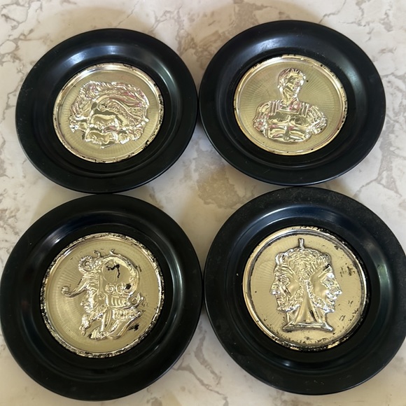 Vintage coasters set of 4 - Roman God plastic - Picture 14 of 16